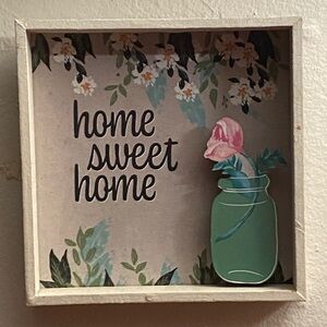 “Home Sweet Home” Flower Themed Wall Hanging Shadow Box